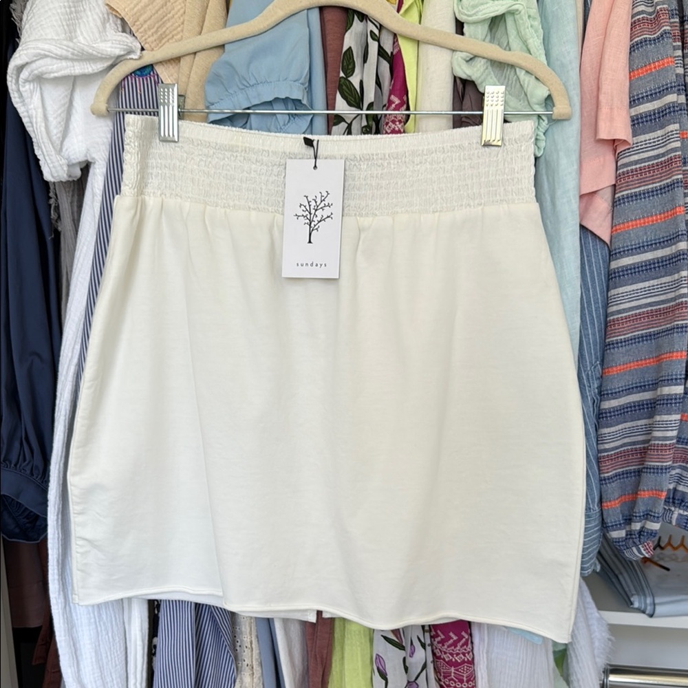 Sunday Cream Smocked A-Line Mini Skirt
